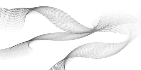 Flowing dots particles nice wave pattern halftone black gradient curve shape isolated on white background art simple modern abstract illustartions