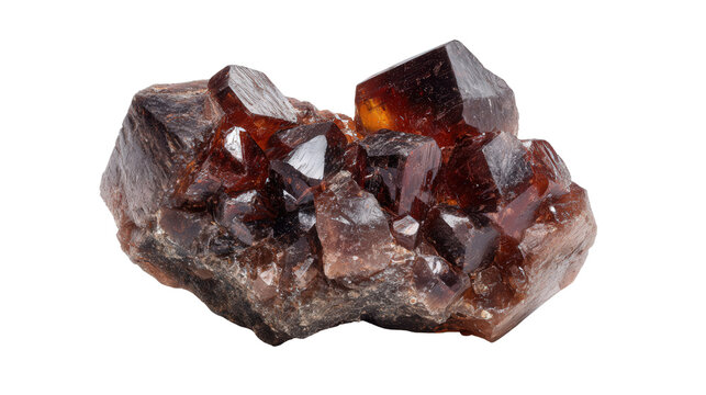 Vesuvianite brown crystal lump background isolated on a Transparent background, PNG file.