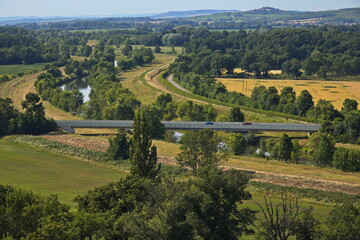 View from the minaret in castle garden in Lednice,Moravia,South Moravia,Czech republic
