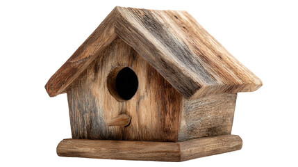 Wooden birdhouse miniature background isolated on a Transparent background, PNG file.
