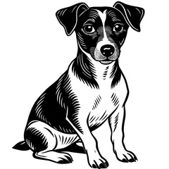 Hand-Drawn Sitting Dog Vector Illustration