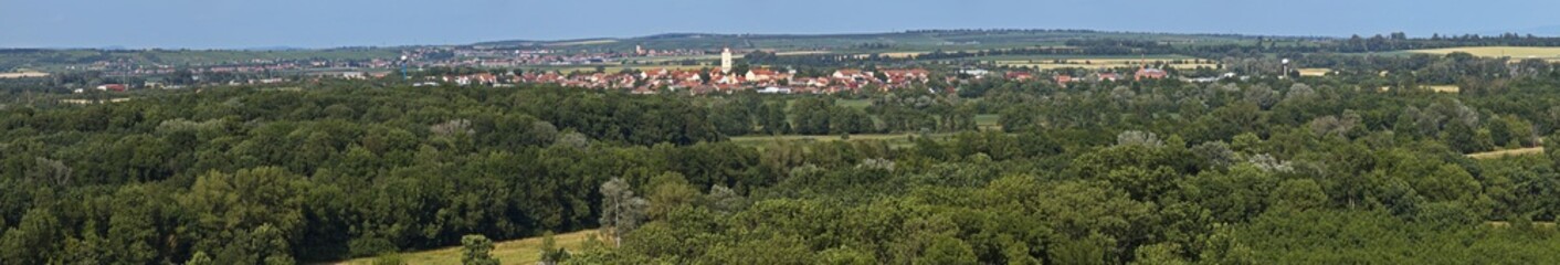 View from the minaret in castle garden in Lednice,Moravia,South Moravia,Czech republic
