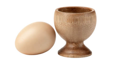 Wooden egg cup for breakfast background isolated on a Transparent background, PNG file.