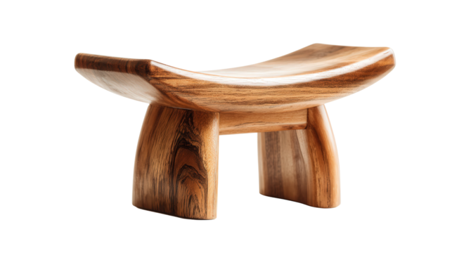 Wooden meditation stool background isolated on a Transparent background, PNG file.