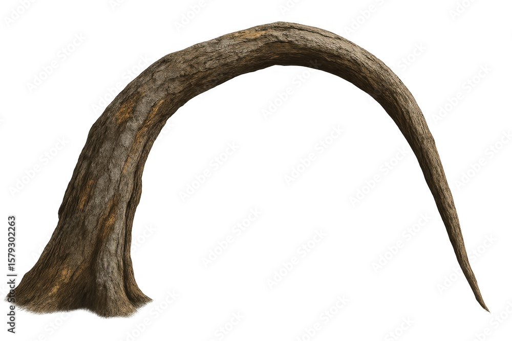 Poster large curved tree trunk forming an arch, isolated on transparent background, perfect for image compo