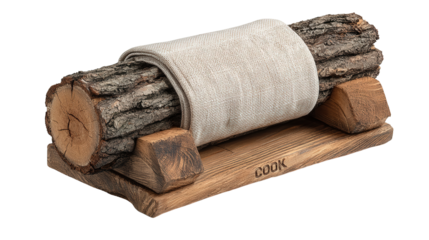 Wooden napkin holder with rustic style background isolated on a Transparent background, PNG file.