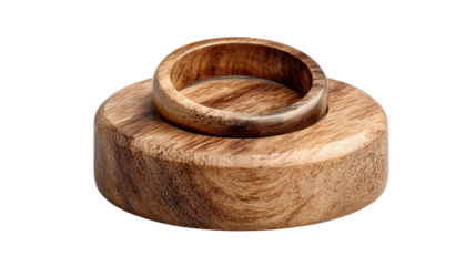 Wooden ring display stand background isolated on a Transparent background, PNG file.