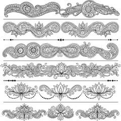 Fototapeta premium Decorative ornate borders in intricate line art style 