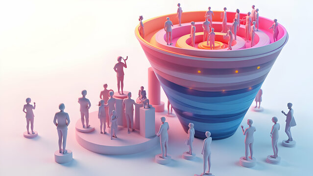 Detailed 3D Marketing Funnel for Conversion Optimization