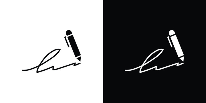Write icon collection - vector outline and silhouette