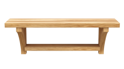 Wooden wall shelf for decor background isolated on a Transparent background, PNG file.