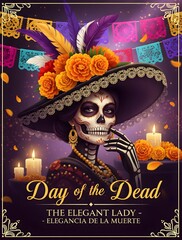 Elegant Catrina Skull Woman With