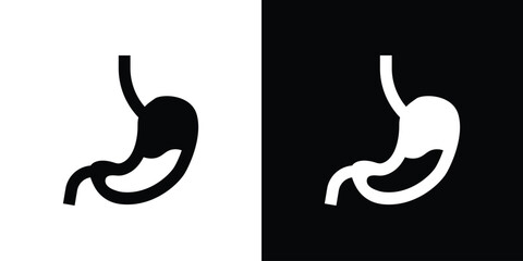 Fototapeta premium Stomach with Liquids icon collection - vector outline and silhouette