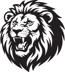 Fototapeta premium Roaring Lion Head Vector Illustration for Strength and Wildlife Concepts