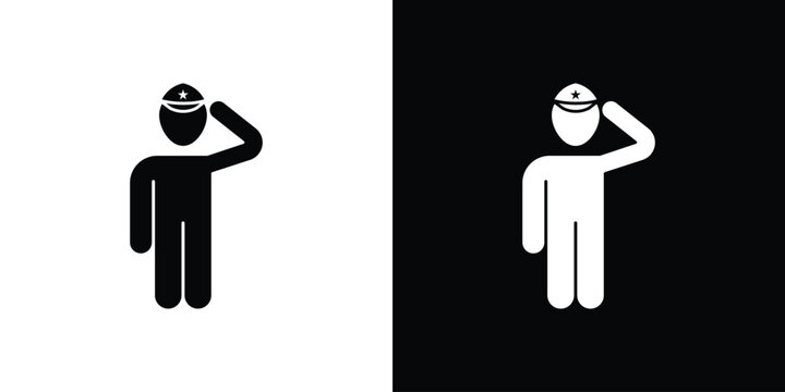Salute icon collection - vector outline and silhouette
