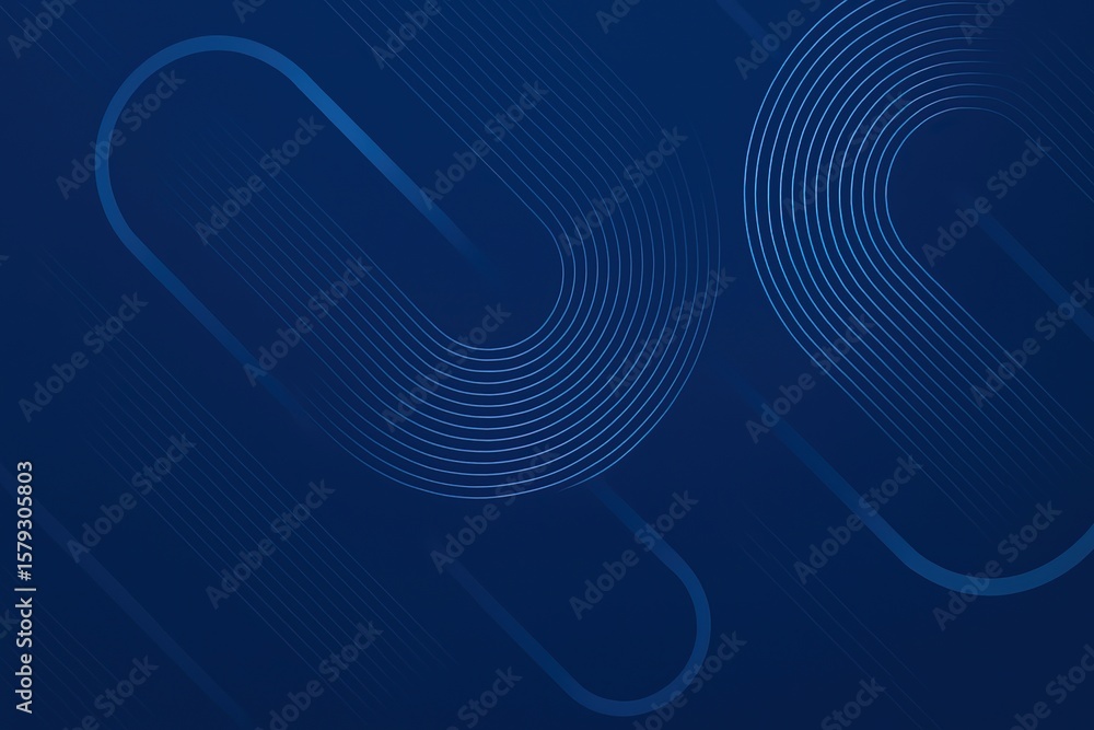 Poster abstract blue background with concentric rounded shapes and diagonal lines