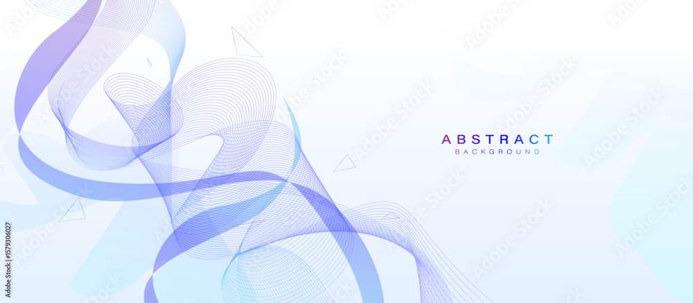 Fototapete Abstract blue and purple flowing wave lines on a white background with a futuristic technology concept background. Wavy stripe line design for banner