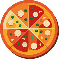 Traditional pizza whole and pieces