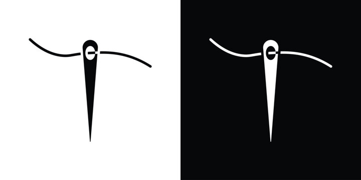 Needle icon collection - vector outline and silhouette