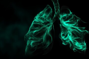 Green Lung Anatomy Visualization, Respiratory System Illustration in Medical Imaging Concept, Advanced Pulmonary Health with Modern Biotechnology Representation of Organ Anatomical Structure