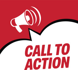 "Call to Action" marketing banner with a megaphone icon for a business announcement or promotion.