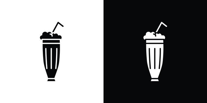 Milkshake icon collection - vector outline and silhouette