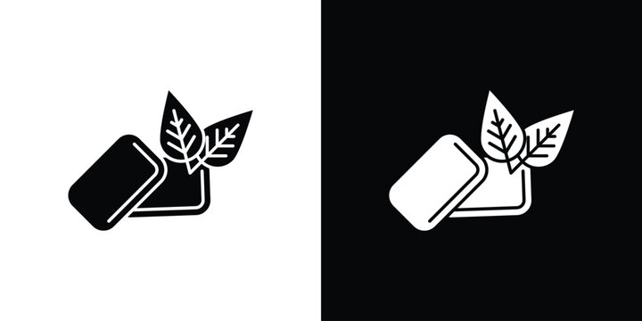Mint gum icon collection - vector outline and silhouette