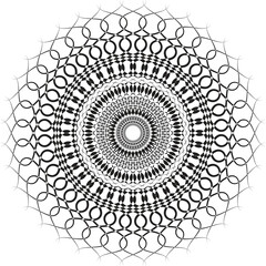Intricate Geometric Mandala in Black and White &ndash; Abstract Circular Ornament Design