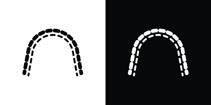 Lingual braces icon collection - vector outline and silhouette