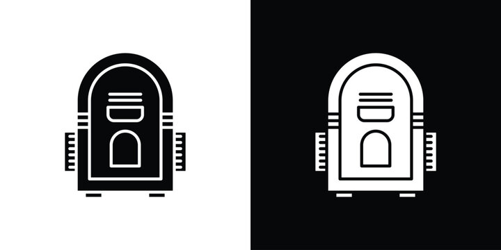 Jukebox icon collection - vector outline and silhouette