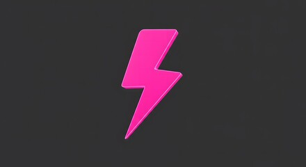 Vibrant pink lightning bolt symbol representing energy power and speed on a dark gray background abstract concept