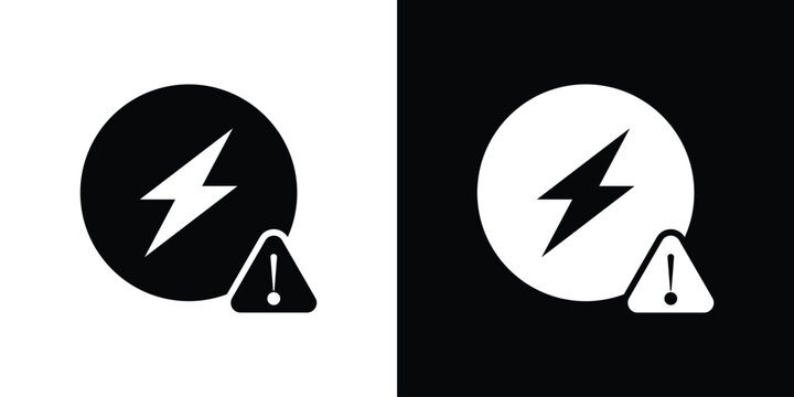Electric Problem icon collection - vector outline and silhouette