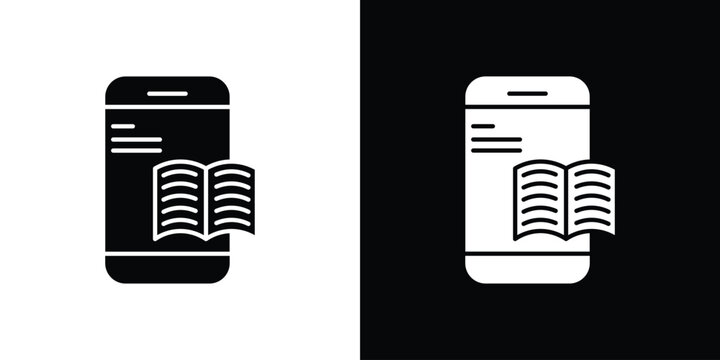 Ebook icon collection - vector outline and silhouette