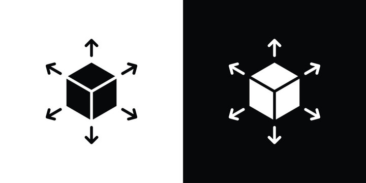 Distribution box icon collection - vector outline and silhouette