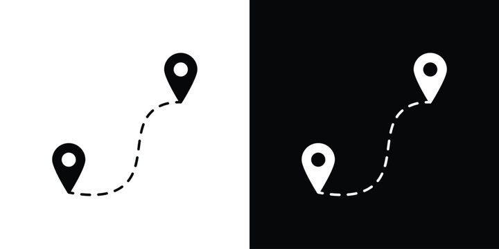 Distance icon collection - vector outline and silhouette
