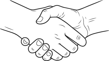 Fototapeta premium Detailed Line Art Drawing of Two Hands Clasped in a Firm Handshake.