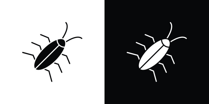 Cockroach icon collection - vector outline and silhouette