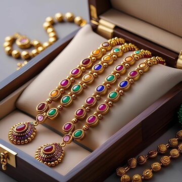 Traditional Indian temple jewelry necklace set, featuring a stunning gold-plated design adorned with vibrant ruby and emerald kemp stones, this antique-inspired piece is perfect for festive occasions 