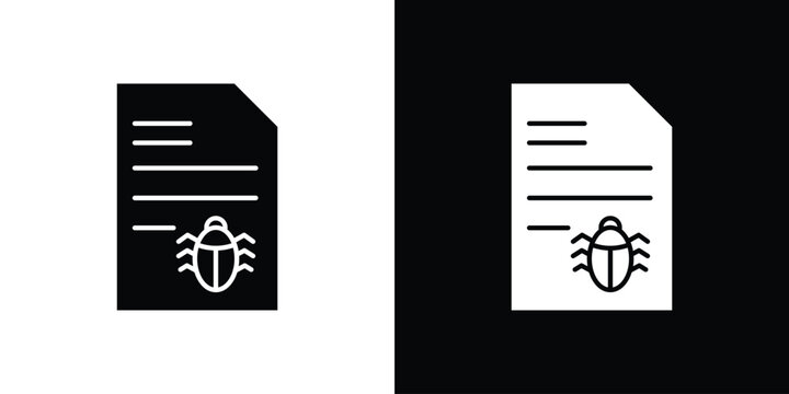 Bug report icon collection - vector outline and silhouette