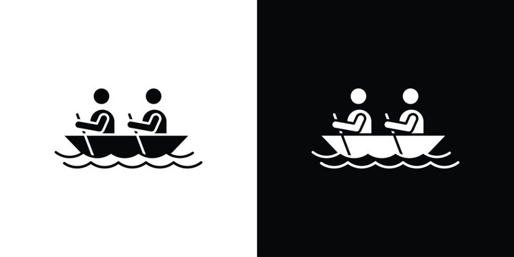 Boat race icon collection - vector outline and silhouette
