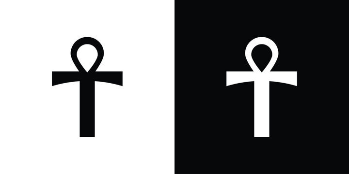 Ankh icon collection - vector outline and silhouette