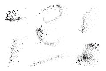 Black ink blood paint brushstroke splatter boxes background set. Grunge hand-drawn paint brush vector illustration