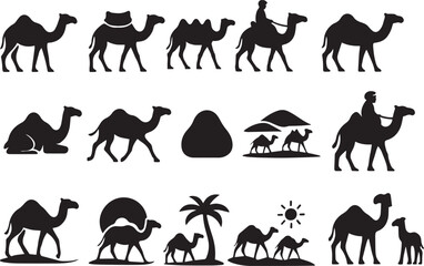 Camels desert journey caravan vector