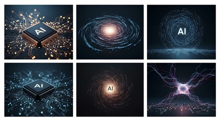 AI Technology Abstract Digital Network Circuit Board and Futuristic Concepts