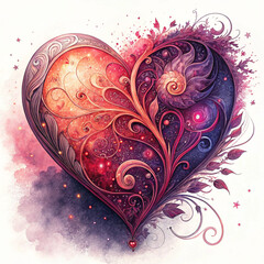 A fantasy Heart Background on white background 
