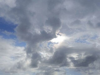 The blue sky is covered with dark clouds.