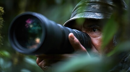 Nature photographer in jungle