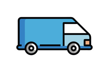 Simple Blue Delivery Van Icon for Logistics and Transportation Services in Vector Format