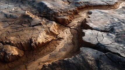 Close-up view of cracked earth.