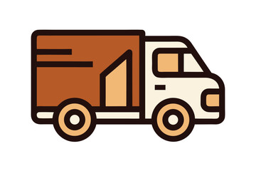 Delivery Truck Icon with Brown and Beige Color Palette for Logistics and Transportation